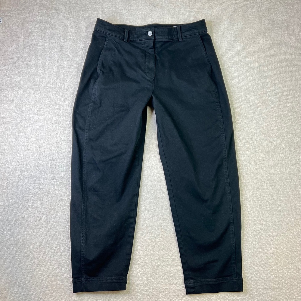 Banana Republic Barrel Leg Pants Black Stretch Cotton Trousers Women Size 12
